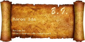 Baros Ida névjegykártya